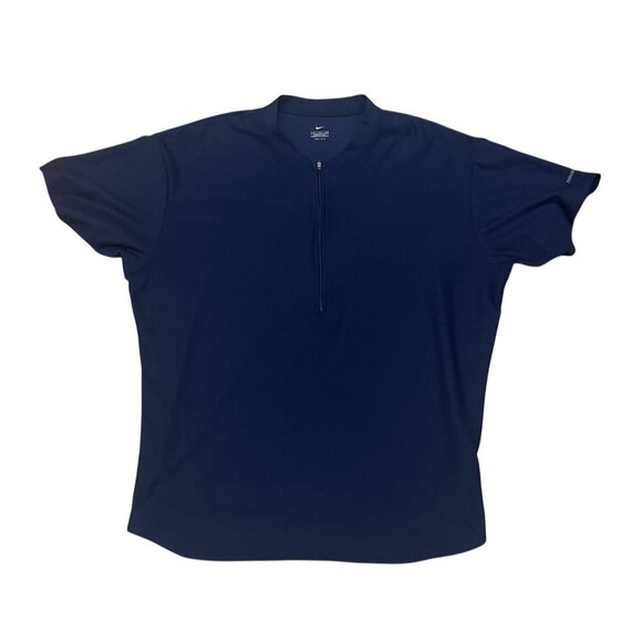 Nike Dri-Fit Mens XL Navy Blue Short Sleeve Half-Zip Activewear Shirt - Picture 1 of 5